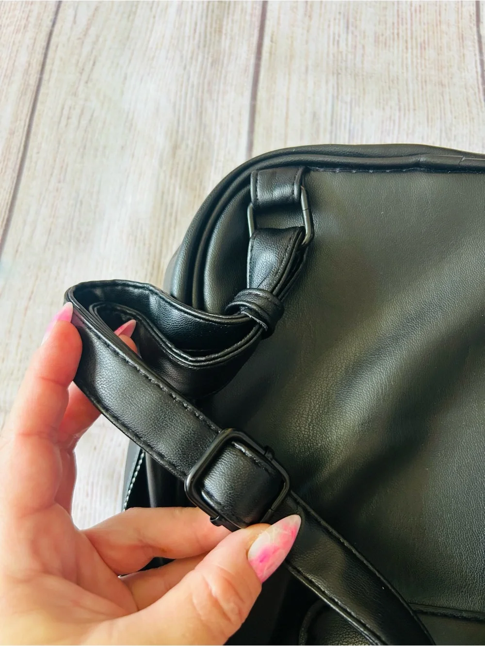 Badgley Mischka Black Vegan Leather Logo Studded Quilted Mini Backpack NWT